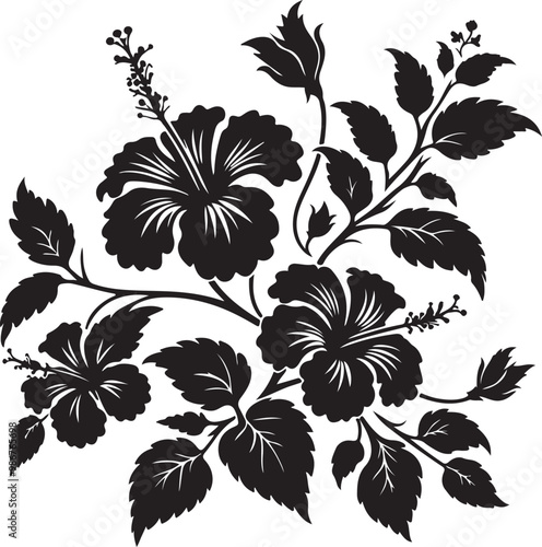 Hibiscus flower silhouette vector illustration