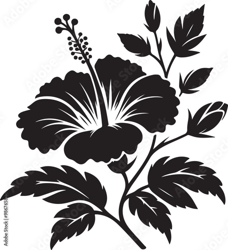 Hibiscus flower silhouette vector illustration