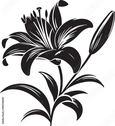 Lily flower silhouette vector illustration