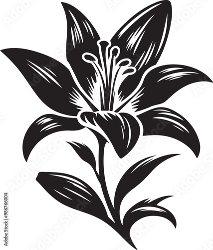 Lily flower silhouette vector illustration