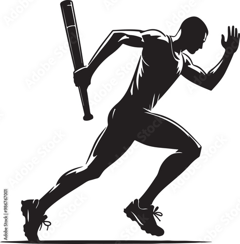 Relay baton silhouette vector illustration