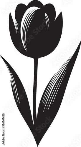 Tulip flower silhouette vector illustration