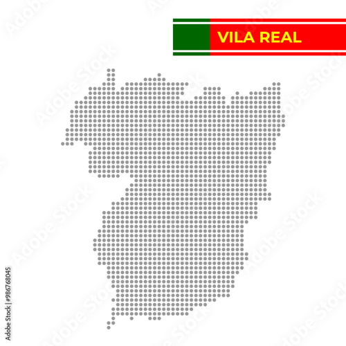 Dotted map of Vila Real District in Portugal