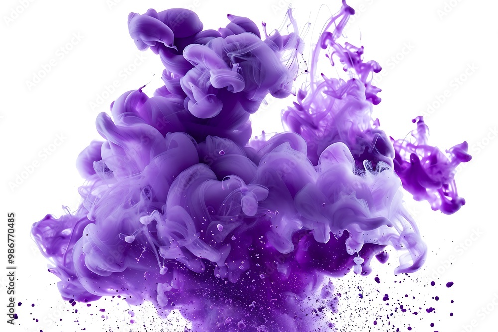 Purple ink in water isolated on white background Purple ink in water isolated on white background