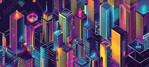 Intelligent building systems smart cities powered by AI depicted in a detailed vector showing how artificial intelligence controls lighting HVAC and security systems