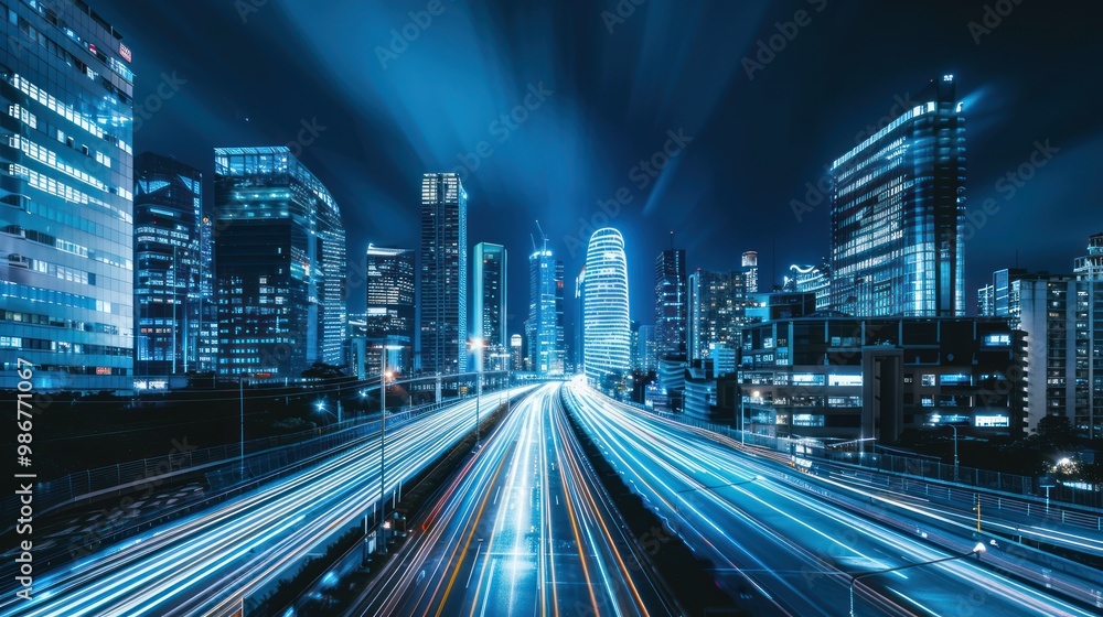 Cityscape at Night with Light Trails Cityscape at Night with Light Trails