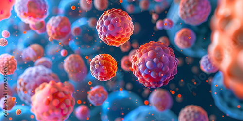 Morula early stage of embryo, nanoparticles in drug delivery system, Unusual plasma cell , pancreatic cancer cells, aging cell releasing vesicles,