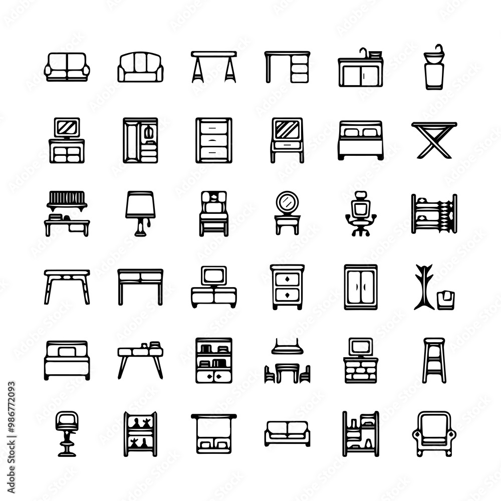 Home Furniture Icon Set Home Furniture Icon Set