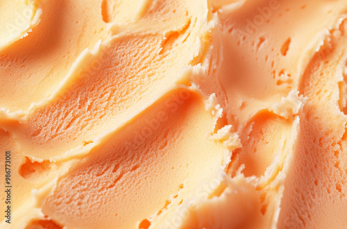 close up of peach ice cream texture