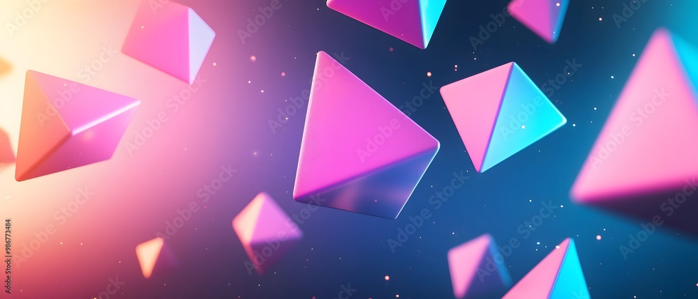 Abstract Geometric Shapes in Pink and Blue with Glowing Background Abstract Geometric Shapes in Pink and Blue with Glowing Background