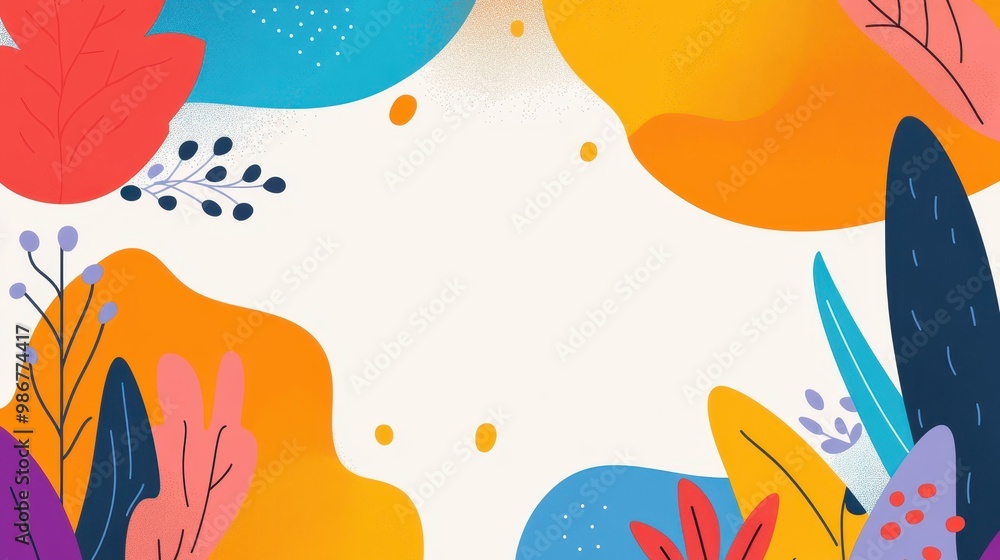 Naklejka premium Explore a vibrant flat illustration featuring rich textures and an eyecatching organic design that captivates the senses.