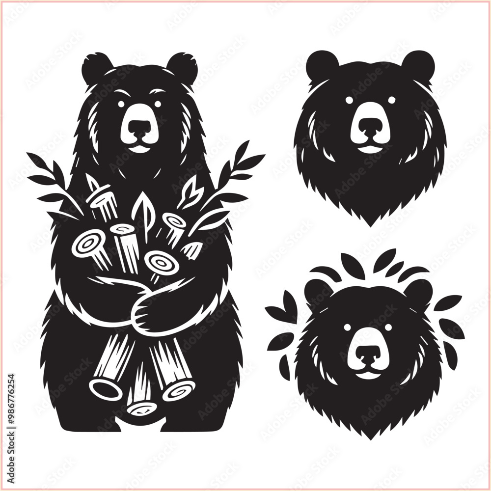 Bear silhouette Vector bear illustration bundle Bear silhouette Vector bear illustration bundle