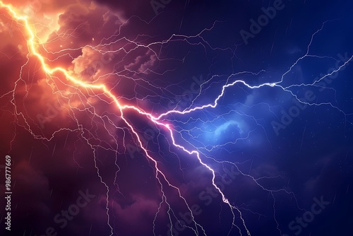 Wallpaper Mural Lightning strike on dark background. Thunderstorm. Torontodigital.ca