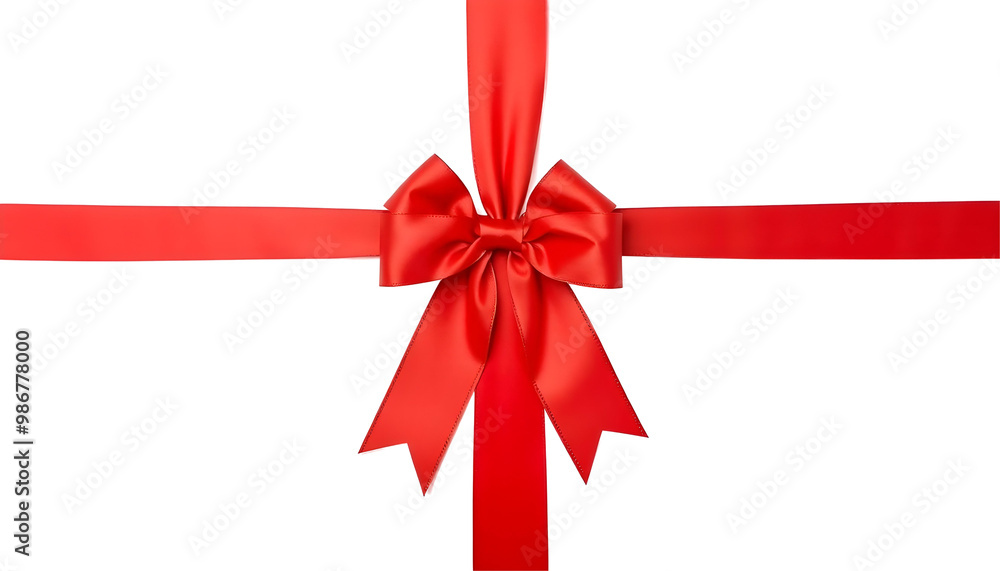 Red ribbon with bow isolated on transparent background. 3d illustration. Red ribbon with bow isolated on transparent background. 3d illustration.