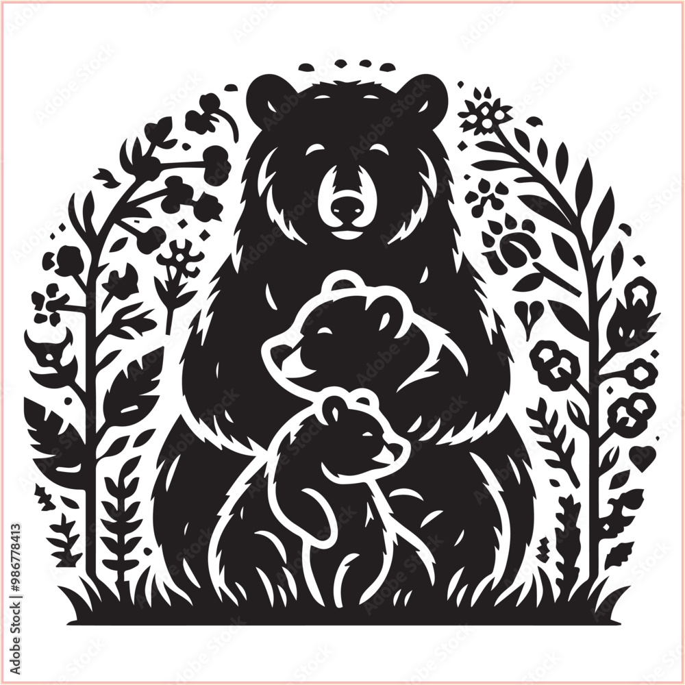Fototapeta premium Bear silhouette Vector bear illustration bundle 