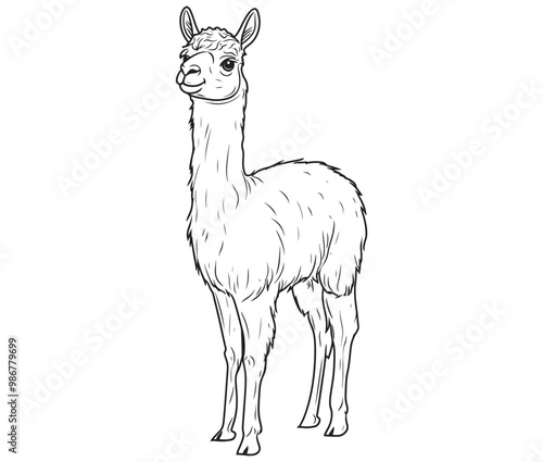 Alpaca silhouette vector, llama line art vector, animal vector