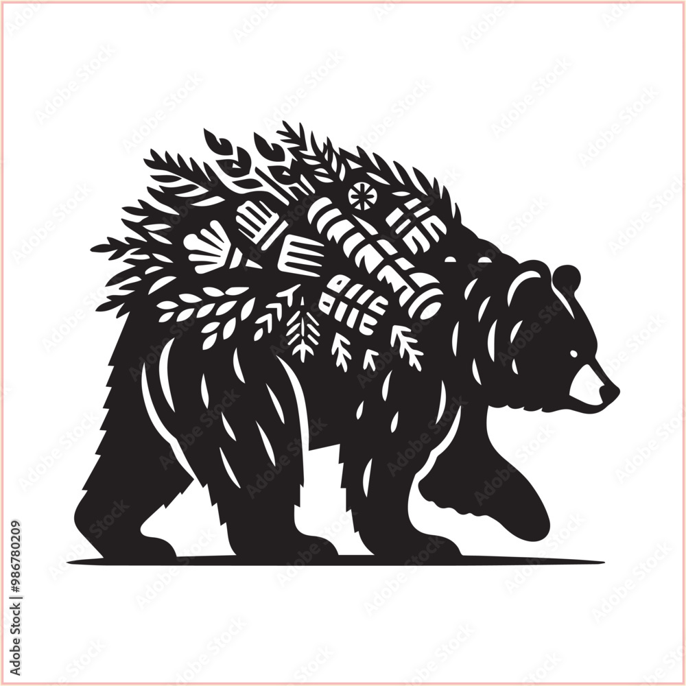 Obraz premium Bear silhouette Vector bear illustration bundle 