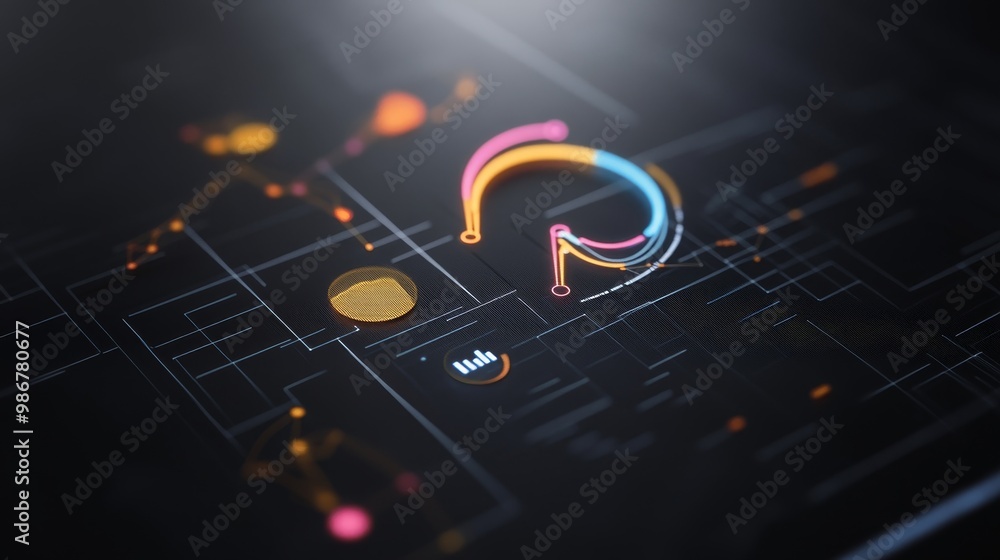 Modern Data Visualization on Digital Background Modern Data Visualization on Digital Background