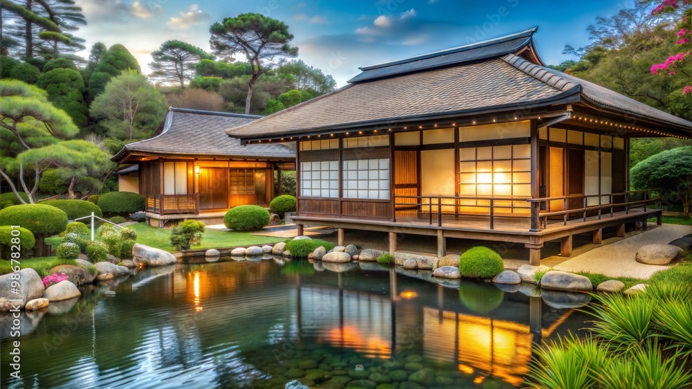 a house with a driveway and a lawn. Generative Ai a house with a driveway and a lawn. Generative Ai