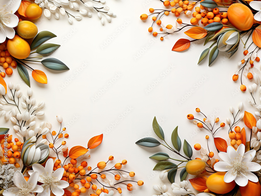 © MdMaruf - Autumn leaves and vegetables with copy space.