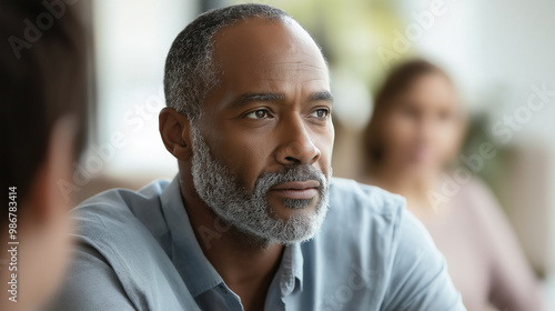 Serious businessman listening attentively during a meeting