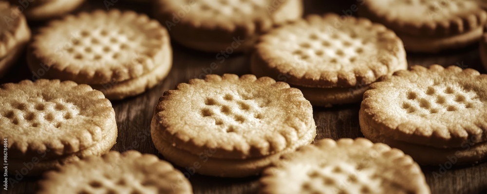 Delicious golden cookies arranged neatly, perfect for tea time or snacking. Enjoy the sweet crunch in every bite! Delicious golden cookies arranged neatly, perfect for tea time or snacking. Enjoy the sweet crunch in every bite!
