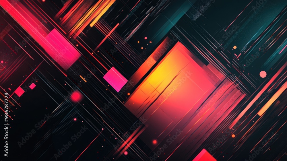 Abstract geometric shapes with vibrant neon colors and dynamic lines Abstract geometric shapes with vibrant neon colors and dynamic lines
