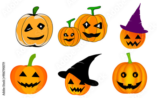 Halloween pumpkin, Halloween element isolated on transparent background. Vector illustration