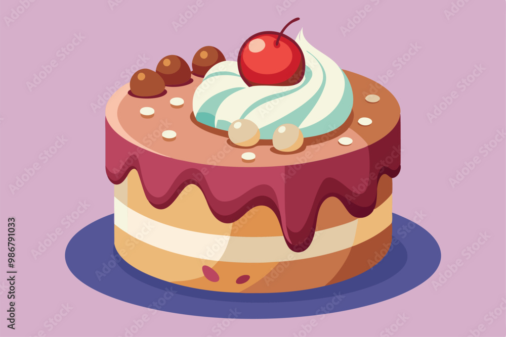 A delightful ice cream cake with a playful design, topped with cream, candy, and a cherry, ready to celebrate, Customizable ice cream cake with disproportionate illustration. A delightful ice cream cake with a playful design, topped with cream, candy, and a cherry, ready to celebrate, Customizable ice cream cake with disproportionate illustration.