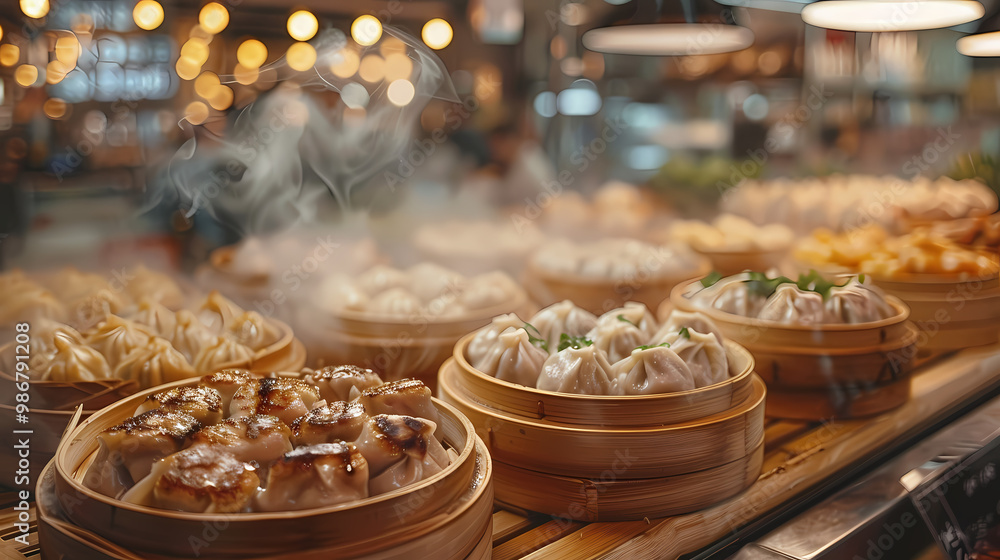 Pork dumplings in a luxurious shop. Pork dumplings in a luxurious shop.