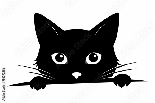 
Peeking black cat silhouette vector, Funny peeking pet. Vector illustration
