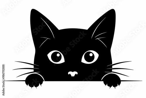 
Peeking black cat silhouette vector, Funny peeking pet. Vector illustration
