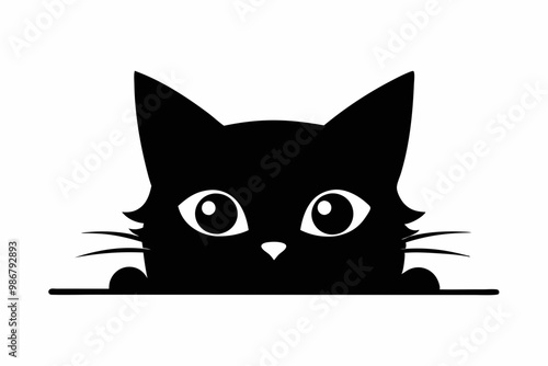 
Peeking black cat silhouette vector, Funny peeking pet. Vector illustration
