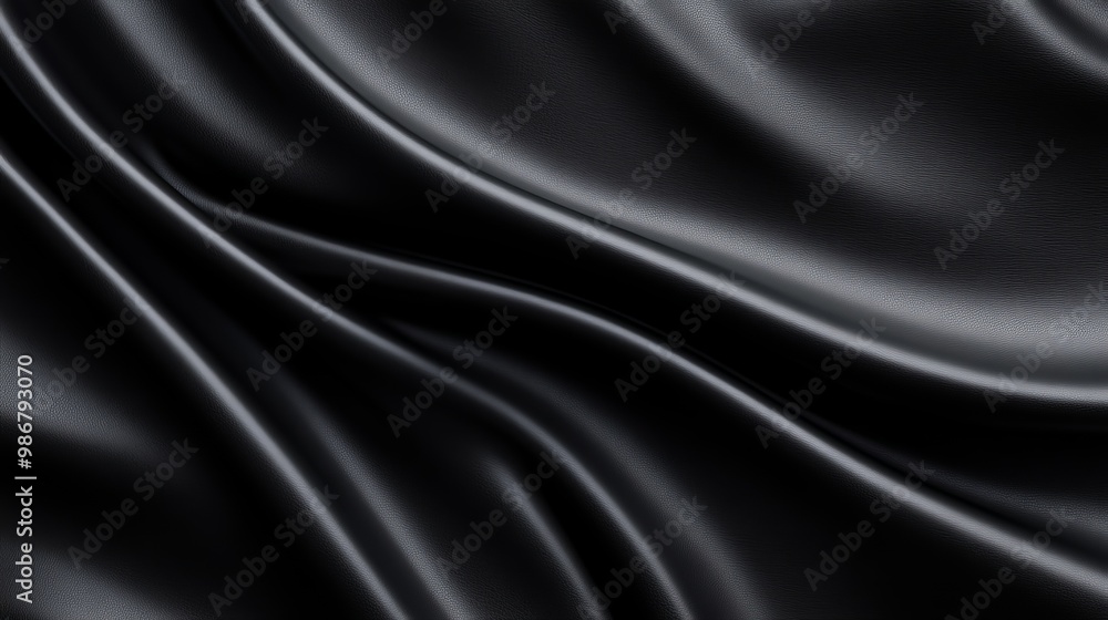Elegant Black Satin Fabric with Soft Drapery Elegant Black Satin Fabric with Soft Drapery