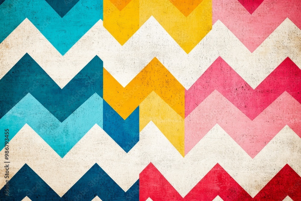 Abstract Chevron Pattern with Colorful Geometric Shapes Abstract Chevron Pattern with Colorful Geometric Shapes