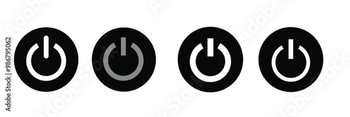 Power button icon vector isolated on white background, logo concept of power button sign on white background, black filled symbol icon