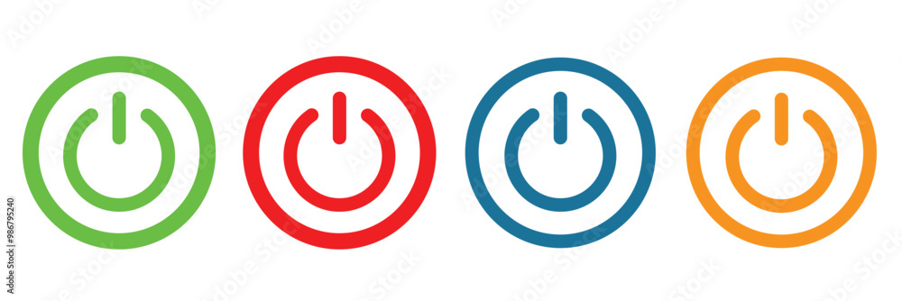 Power button icon vector isolated on white background, Power icon set. Electric power sign. logo concept of power button sign on white background, Power button icon vector isolated on white background, Power icon set. Electric power sign. logo concept of power button sign on white background,