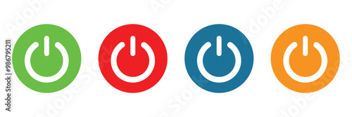  Power button icon vector isolated on white background, Power icon set. Electric power sign. logo concept of power button sign on white background, 
