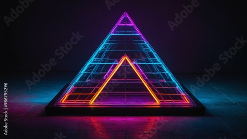 neon triangle with triangle glowing lines