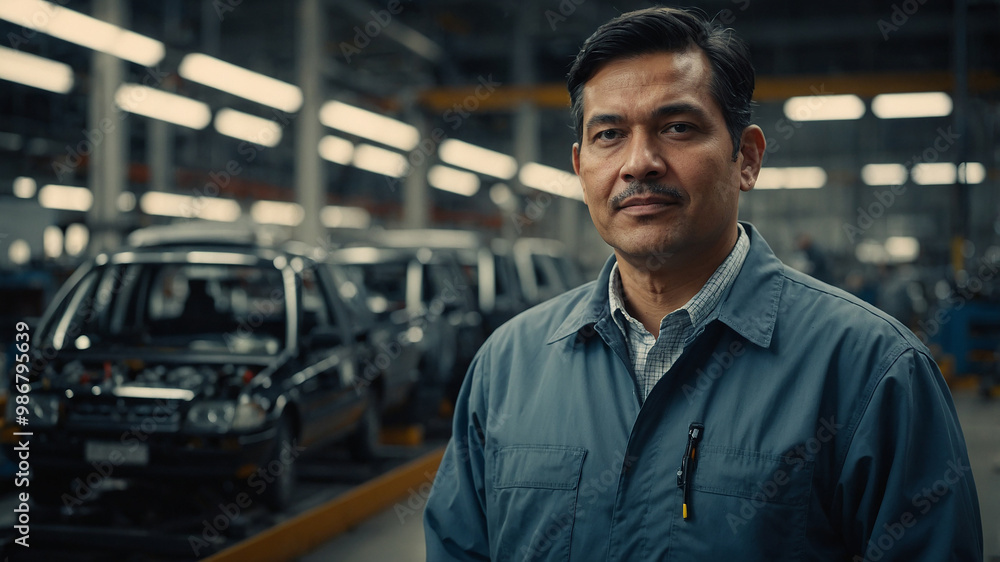 portrait of an engineer in a car manufacturing company portrait of an engineer in a car manufacturing company