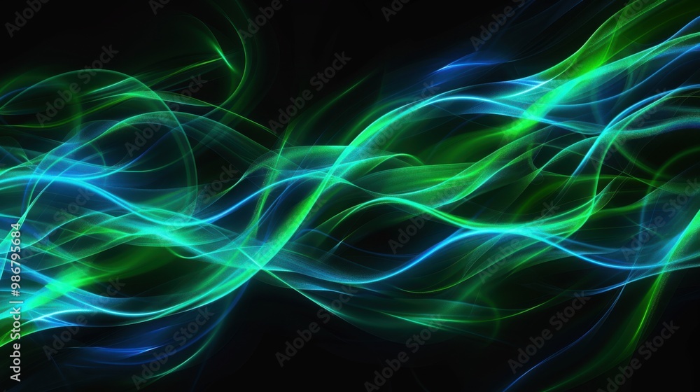 Wavy moving light trails in green and red color. - stock photo Wavy moving light trails in green and red color. - stock photo