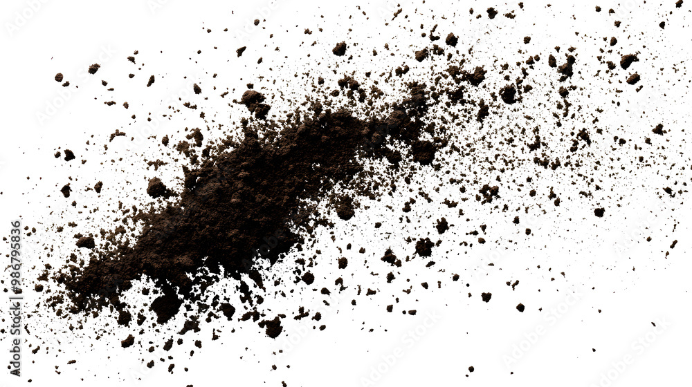 A Dynamic Explosion of Soil and Dirt Particles on white and transparent background. A Dynamic Explosion of Soil and Dirt Particles on white and transparent background.