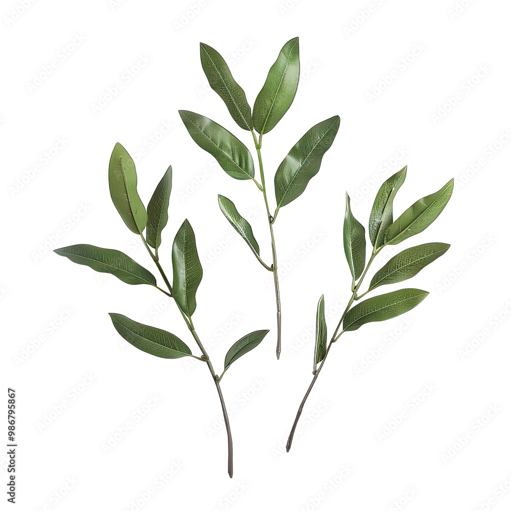 Obraz premium green leaves isolated on white background