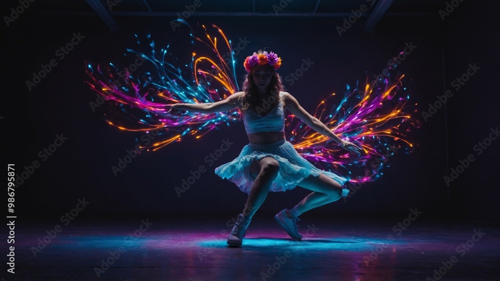 Obraz premium beautiful woman dancing in the dark