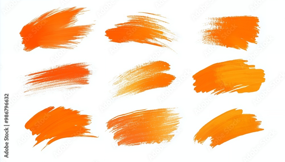 Obraz premium Orange brush strokes on white background