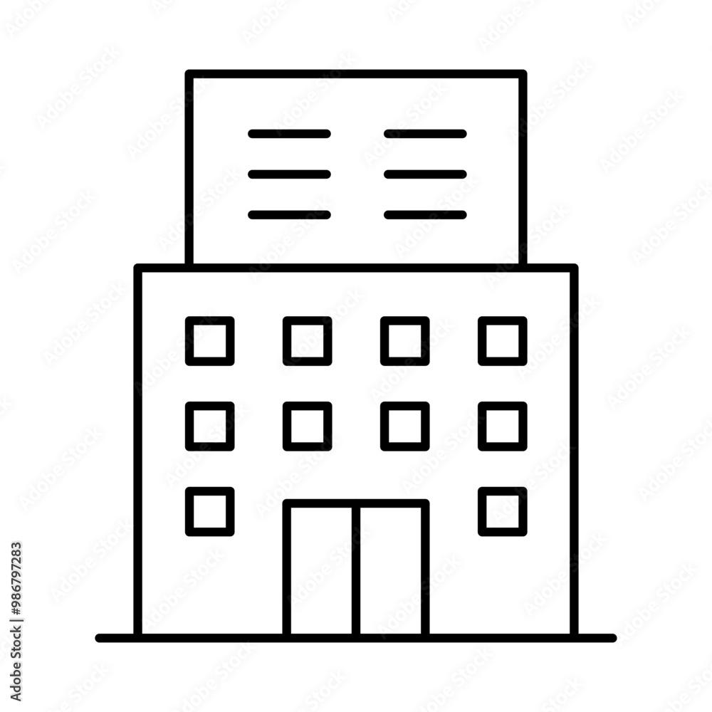 Buildings Line Editable Stroke Icons. Real Estate, House, Home, Apartment, Cityscape Architecture Buildings Icons Vector Illustration