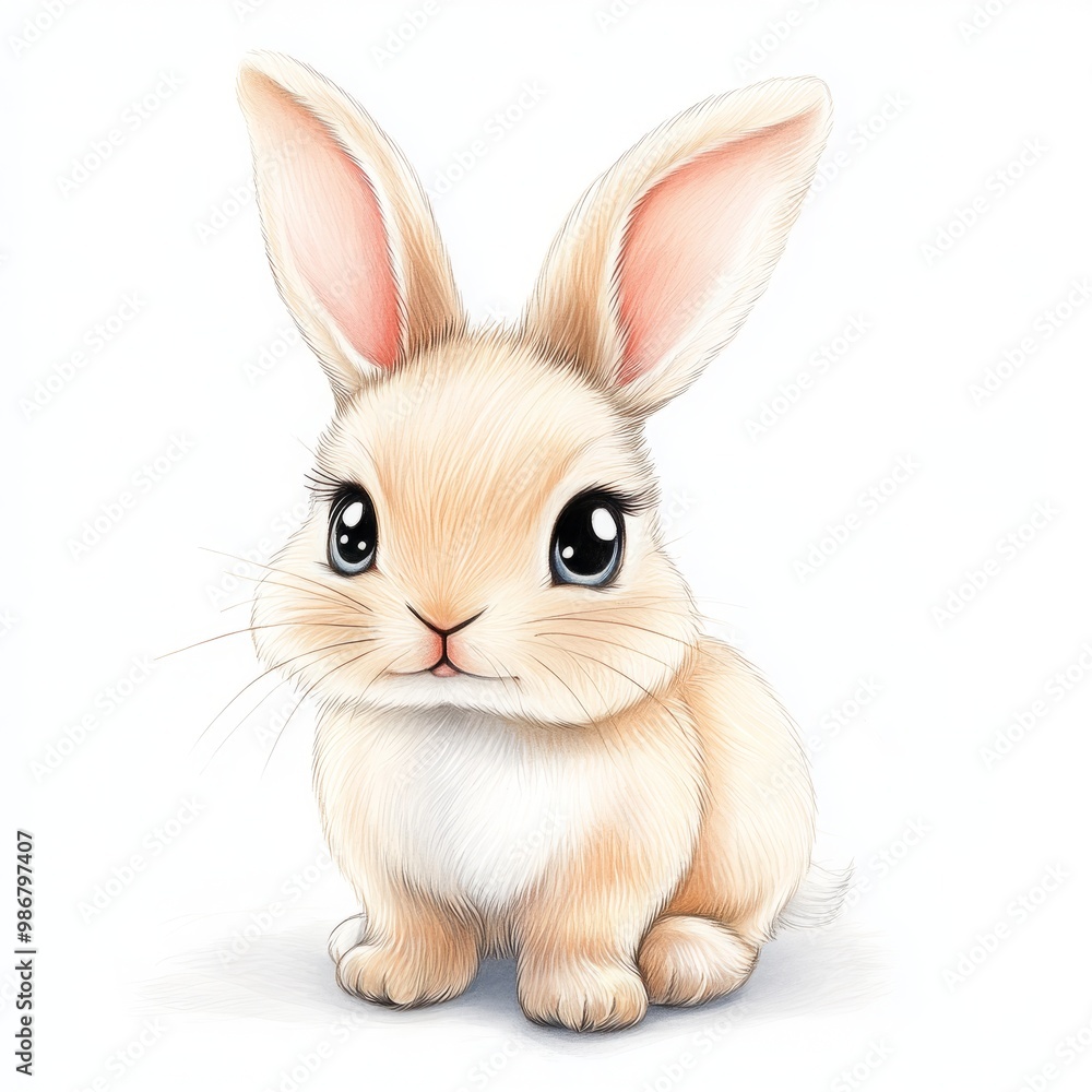 Cute cartoon rabbit with large ears and expressive eyes. Cute cartoon rabbit with large ears and expressive eyes.