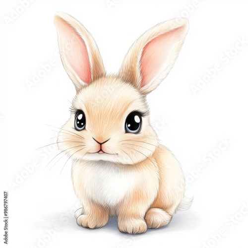 Cute cartoon rabbit with large ears and expressive eyes.