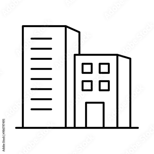 Buildings Line Editable Stroke Icons. Real Estate, House, Home, Apartment, Cityscape Architecture Buildings Icons Vector Illustration