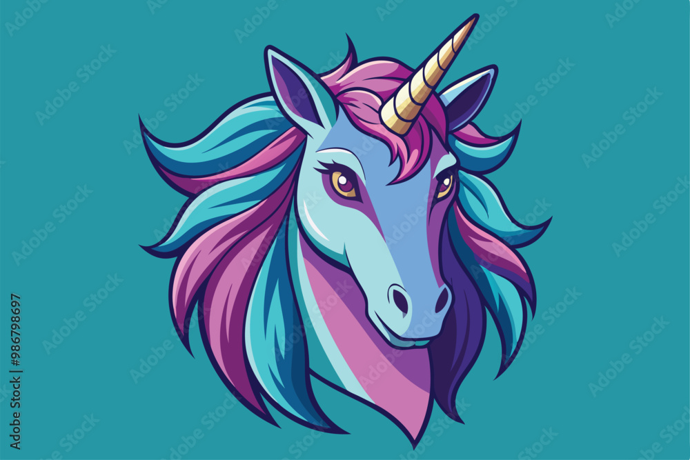 A vibrant, artistic representation of a unicorn's head with a flowing, colorful mane and a prominent horn, Customizable illustration of a disproportionate sunrise. A vibrant, artistic representation of a unicorn's head with a flowing, colorful mane and a prominent horn, Customizable illustration of a disproportionate sunrise.